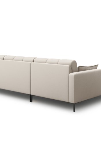 MICADONI Mamaia hjrnesofa, venstre, 5 sder - beige stof og sort metal