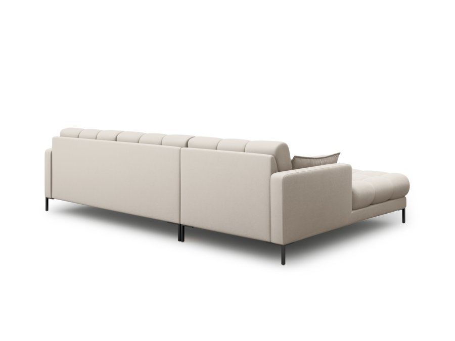 MICADONI Mamaia hjrnesofa, venstre, 5 sder - beige stof og sort metal