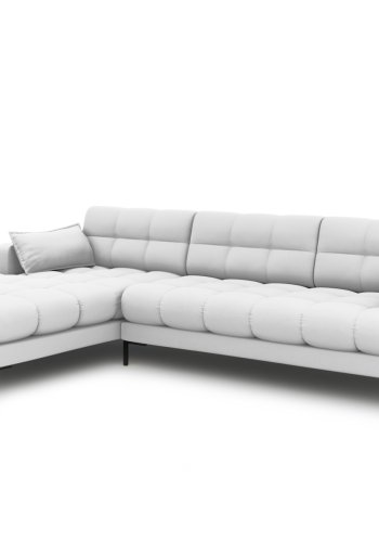 MICADONI Mamaia hjrnesofa, venstre, 5 sder - gr stof og sort metal