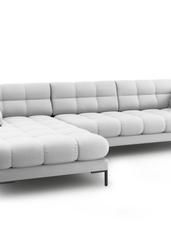 MICADONI Mamaia hjrnesofa, venstre, 5 sder - gr stof og sort metal