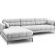MICADONI Mamaia hjrnesofa, venstre, 5 sder - gr stof og sort metal