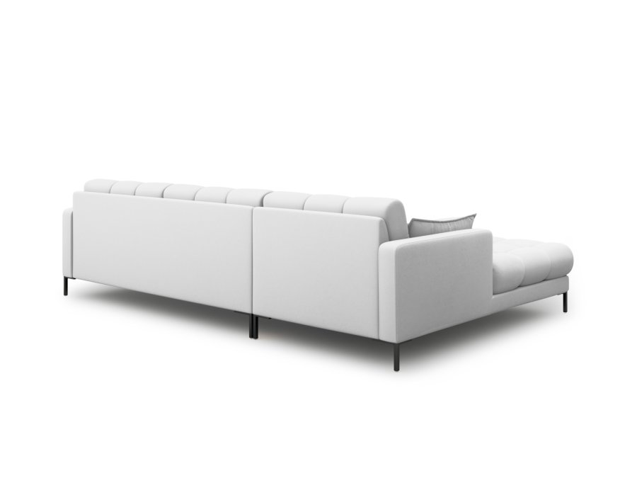 MICADONI Mamaia hjrnesofa, venstre, 5 sder - gr stof og sort metal