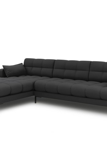MICADONI Mamaia hjrnesofa, venstre, 5 sder - antracitgr stof og sort metal