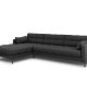 MICADONI Mamaia hjrnesofa, venstre, 5 sder - antracitgr stof og sort metal