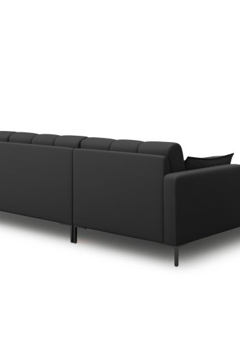 MICADONI Mamaia hjrnesofa, venstre, 5 sder - antracitgr stof og sort metal
