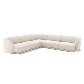 MICADONI Miley Symmetrical hjrnesofa, 5 sder - beige fljl og sort plast