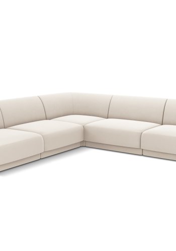 MICADONI Miley Symmetrical hjrnesofa, 5 sder - beige fljl og sort plast