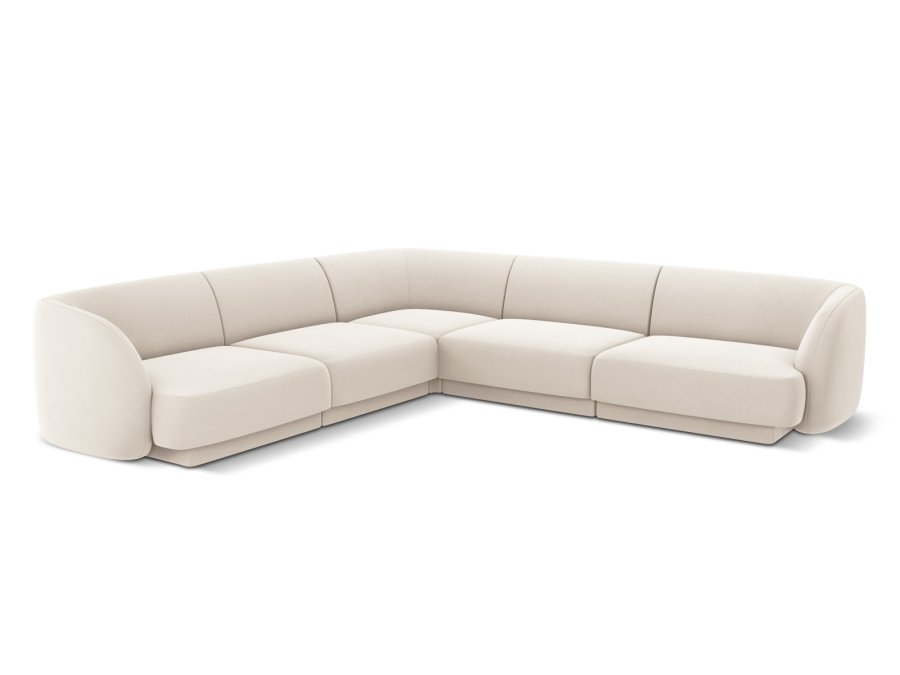 MICADONI Miley Symmetrical hjrnesofa, 5 sder - beige fljl og sort plast