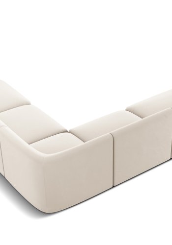 MICADONI Miley Symmetrical hjrnesofa, 5 sder - beige fljl og sort plast
