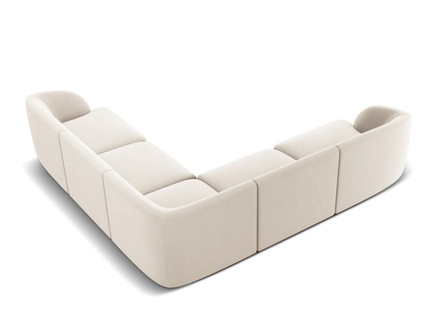 MICADONI Miley Symmetrical hjrnesofa, 5 sder - beige fljl og sort plast