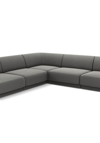 MICADONI Miley Symmetrical hjrnesofa, 5 sder - gr fljl og sort plast
