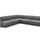 MICADONI Miley Symmetrical hjrnesofa, 5 sder - gr fljl og sort plast