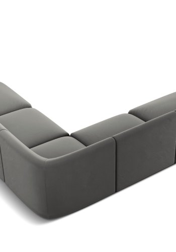 MICADONI Miley Symmetrical hjrnesofa, 5 sder - gr fljl og sort plast