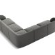 MICADONI Miley Symmetrical hjrnesofa, 5 sder - gr fljl og sort plast