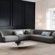 MICADONI Miley Symmetrical hjrnesofa, 5 sder - gr fljl og sort plast