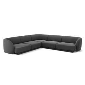 MICADONI Miley Symmetrical hjrnesofa, 5 sder - gr fljl og sort plast