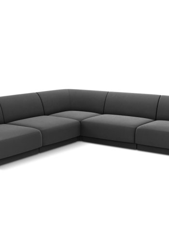 MICADONI Miley Symmetrical hjrnesofa, 5 sder - gr fljl og sort plast