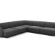 MICADONI Miley Symmetrical hjrnesofa, 5 sder - gr fljl og sort plast