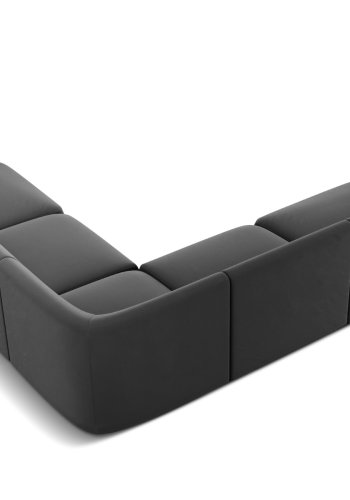 MICADONI Miley Symmetrical hjrnesofa, 5 sder - gr fljl og sort plast