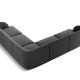 MICADONI Miley Symmetrical hjrnesofa, 5 sder - gr fljl og sort plast