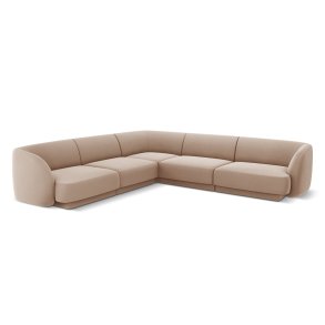 MICADONI Miley Symmetrical hjrnesofa, 5 sder - brun fljl og sort plast
