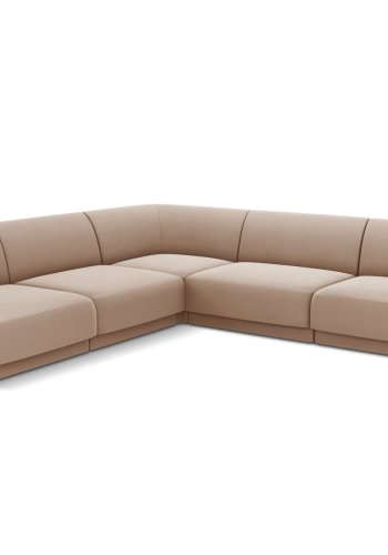 MICADONI Miley Symmetrical hjrnesofa, 5 sder - brun fljl og sort plast
