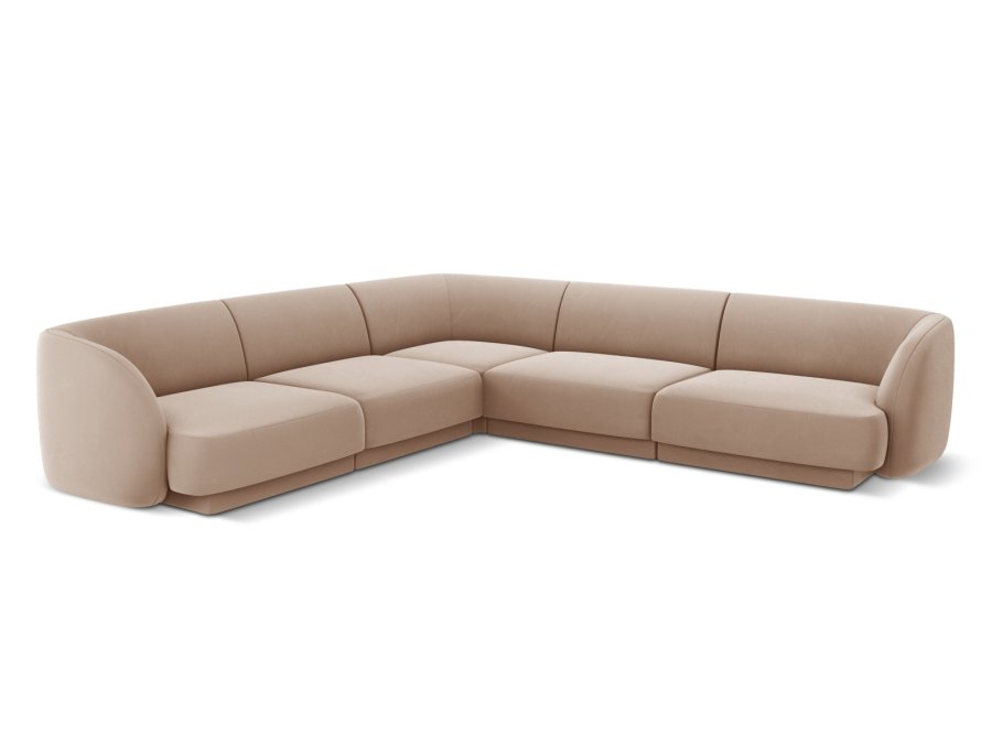 MICADONI Miley Symmetrical hjrnesofa, 5 sder - brun fljl og sort plast