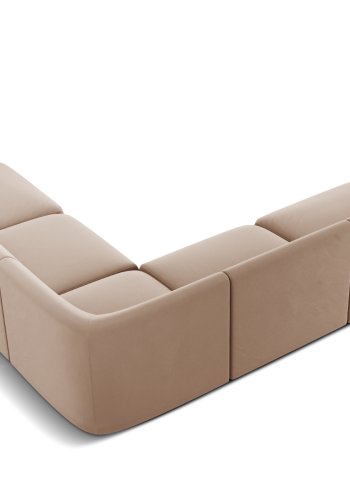 MICADONI Miley Symmetrical hjrnesofa, 5 sder - brun fljl og sort plast