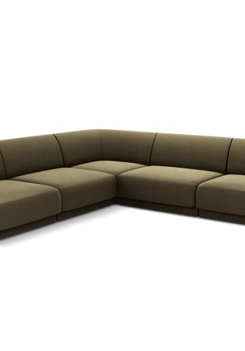 MICADONI Miley Symmetrical hjrnesofa, 5 sder - grn fljl og sort plast