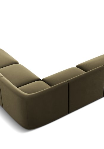 MICADONI Miley Symmetrical hjrnesofa, 5 sder - grn fljl og sort plast