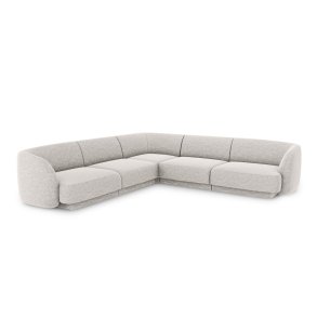 MICADONI Miley Symmetrical hjrnesofa, 5 sder - gr chenille og sort plast