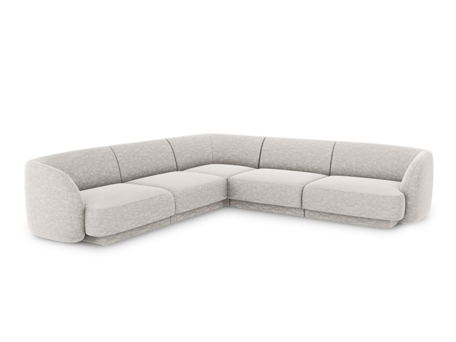 MICADONI Miley Symmetrical hjrnesofa, 5 sder - gr chenille og sort plast
