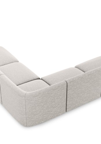 MICADONI Miley Symmetrical hjrnesofa, 5 sder - gr chenille og sort plast