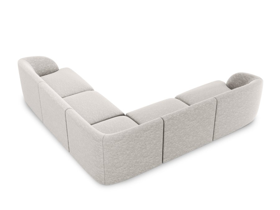 MICADONI Miley Symmetrical hjrnesofa, 5 sder - gr chenille og sort plast