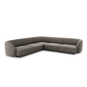 MICADONI Miley Symmetrical hjrnesofa, 5 sder - gr chenille og sort plast