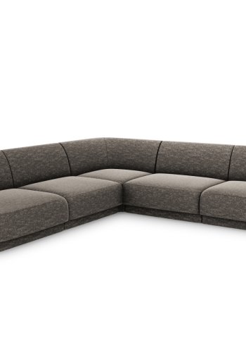 MICADONI Miley Symmetrical hjrnesofa, 5 sder - gr chenille og sort plast