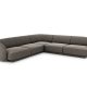 MICADONI Miley Symmetrical hjrnesofa, 5 sder - gr chenille og sort plast