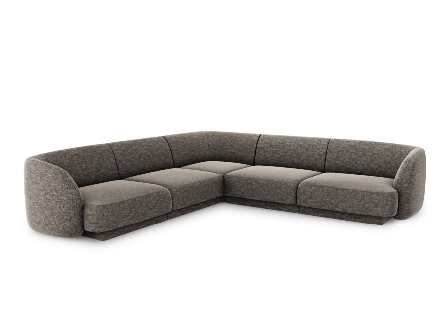 MICADONI Miley Symmetrical hjrnesofa, 5 sder - gr chenille og sort plast