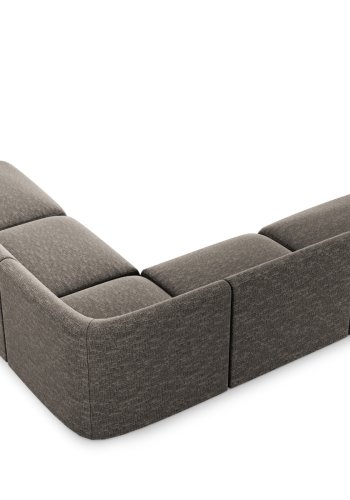 MICADONI Miley Symmetrical hjrnesofa, 5 sder - gr chenille og sort plast