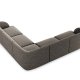 MICADONI Miley Symmetrical hjrnesofa, 5 sder - gr chenille og sort plast