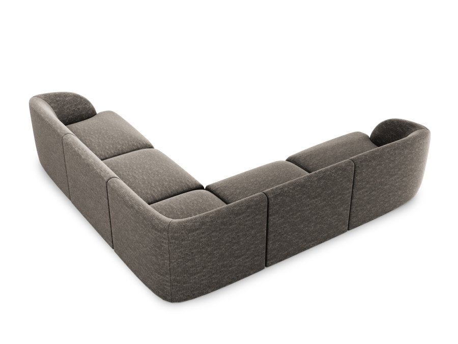 MICADONI Miley Symmetrical hjrnesofa, 5 sder - gr chenille og sort plast