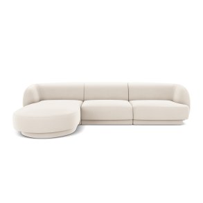 MICADONI Miley hjrnesofa, venstre, 4 sder - beige fljl og sort plast