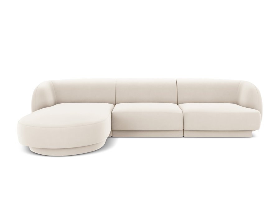 MICADONI Miley hjrnesofa, venstre, 4 sder - beige fljl og sort plast