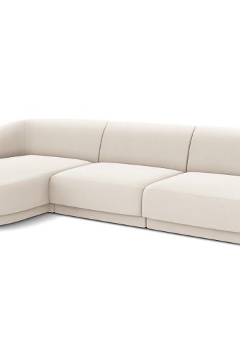 MICADONI Miley hjrnesofa, venstre, 4 sder - beige fljl og sort plast