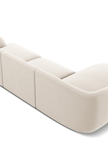 MICADONI Miley hjrnesofa, venstre, 4 sder - beige fljl og sort plast