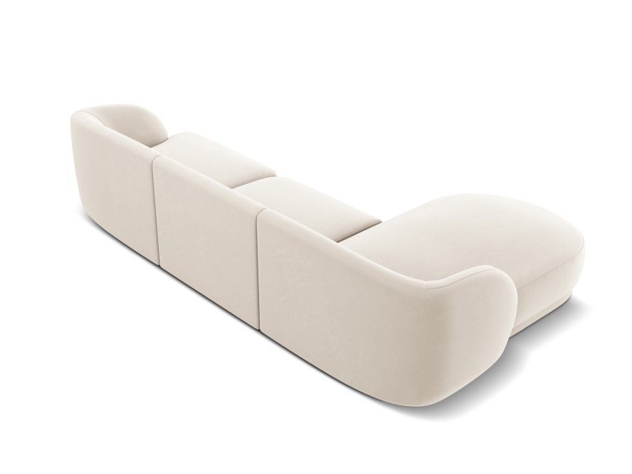 MICADONI Miley hjrnesofa, venstre, 4 sder - beige fljl og sort plast