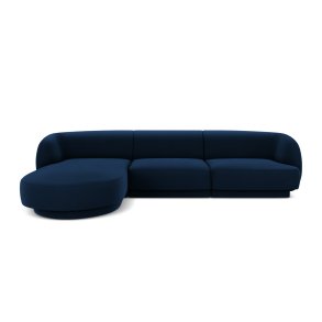 MICADONI Miley hjrnesofa, venstre, 4 sder - bl fljl og sort plast