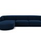 MICADONI Miley hjrnesofa, venstre, 4 sder - bl fljl og sort plast