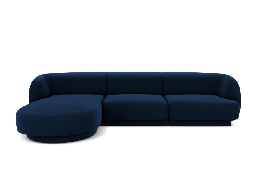 MICADONI Miley hjrnesofa, venstre, 4 sder - bl fljl og sort plast
