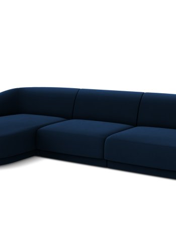MICADONI Miley hjrnesofa, venstre, 4 sder - bl fljl og sort plast
